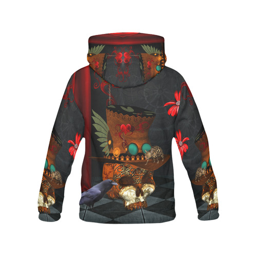 Steampunk skull with rat and hat All Over Print Hoodie for Men/Large Size (USA Size) (Model H13)