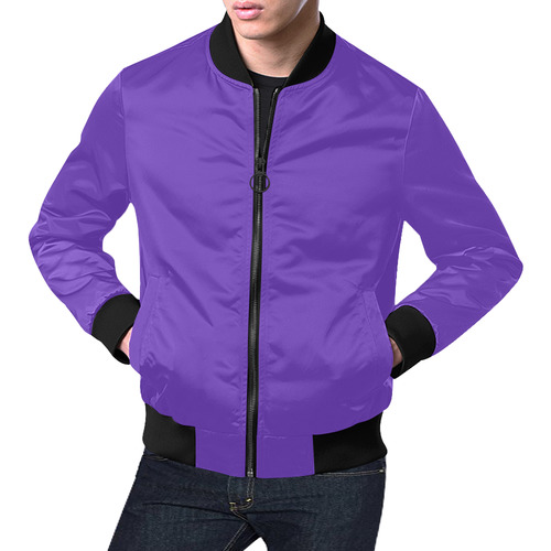 basic purple All Over Print Bomber Jacket for Men (Model H19)