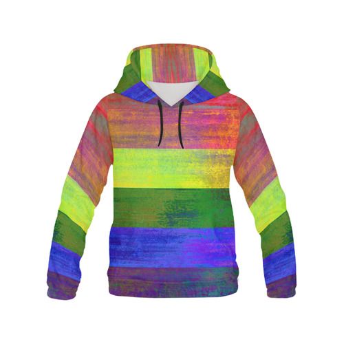 Rainbow Flag Colored Stripes Dark Grunge All Over Print Hoodie for Men/Large Size (USA Size) (Model H13)