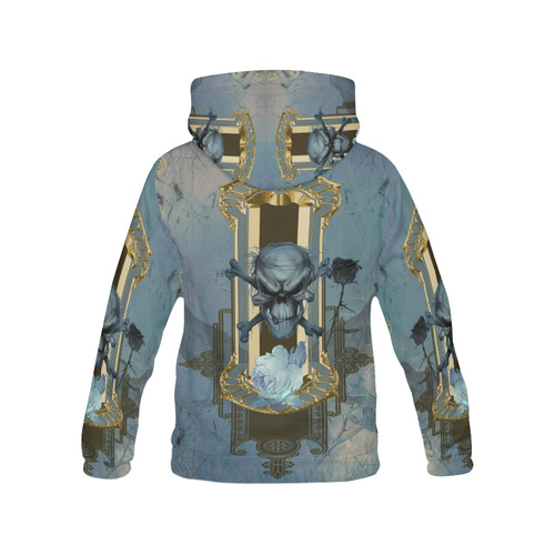The blue skull with crow All Over Print Hoodie for Men/Large Size (USA Size) (Model H13)