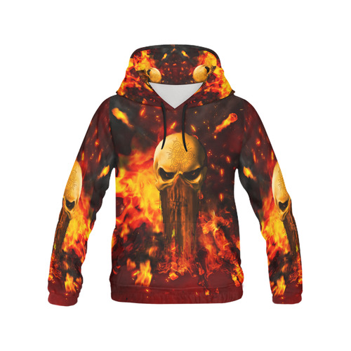 Amazing skull with fire All Over Print Hoodie for Men/Large Size (USA Size) (Model H13)