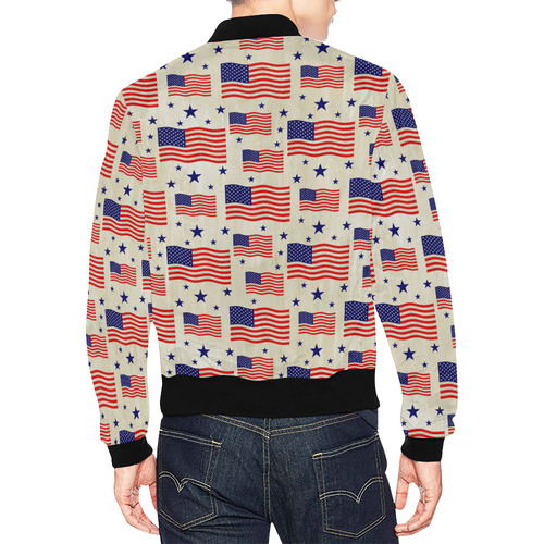 Flag Of The USA grungy style Pattern All Over Print Bomber Jacket for Men (Model H19)