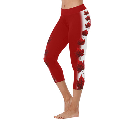 Canada Flag Capri Pants Women's Low Rise Capri Leggings (Invisible Stitch) (Model L08)