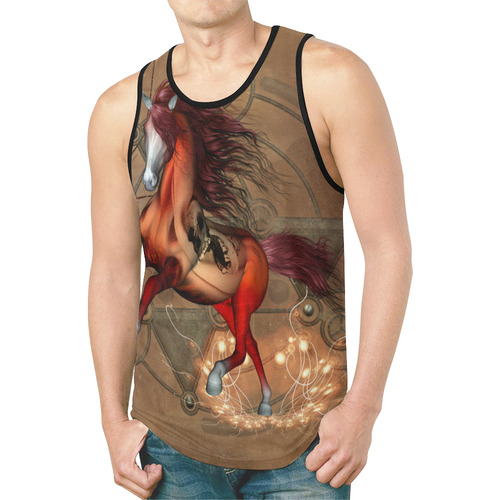 Wonderful horse with skull, red colors New All Over Print Tank Top for Men (Model T46)