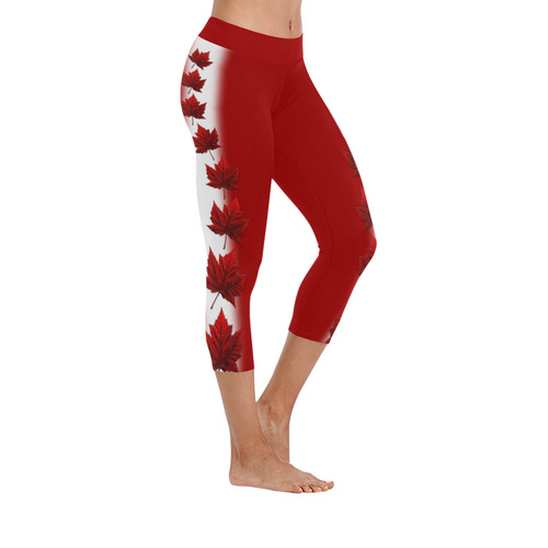 Canada Flag Capri Pants Women's Low Rise Capri Leggings (Invisible Stitch) (Model L08)