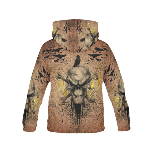 The scary skull with crow All Over Print Hoodie for Men/Large Size (USA Size) (Model H13)