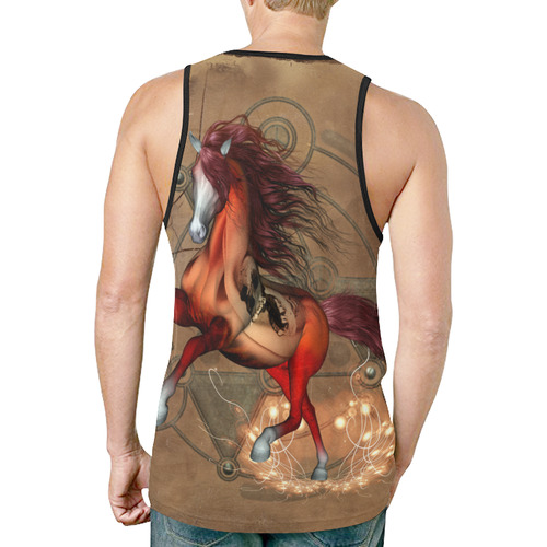 Wonderful horse with skull, red colors New All Over Print Tank Top for Men (Model T46)