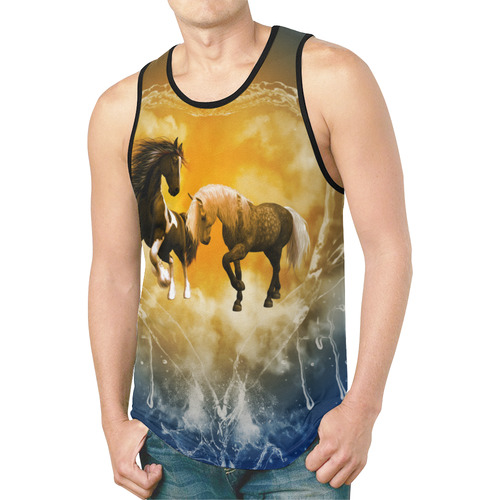 Horses with heart made of water New All Over Print Tank Top for Men (Model T46)
