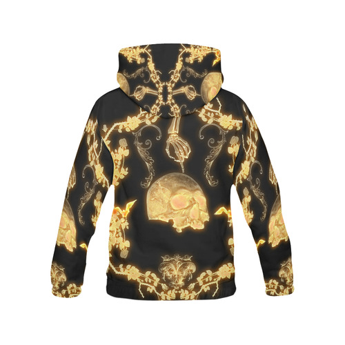 Yellow skull All Over Print Hoodie for Men/Large Size (USA Size) (Model H13)