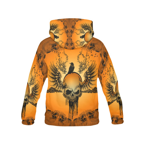 Amazing skull with crow All Over Print Hoodie for Men/Large Size (USA Size) (Model H13)