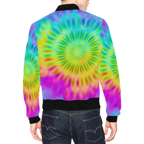 Magic Fractal Flower Neon Colored All Over Print Bomber Jacket for Men (Model H19)