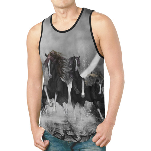 Awesome running black horses New All Over Print Tank Top for Men (Model T46)