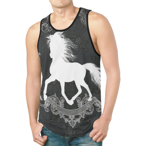 Horse, black and white New All Over Print Tank Top for Men (Model T46)