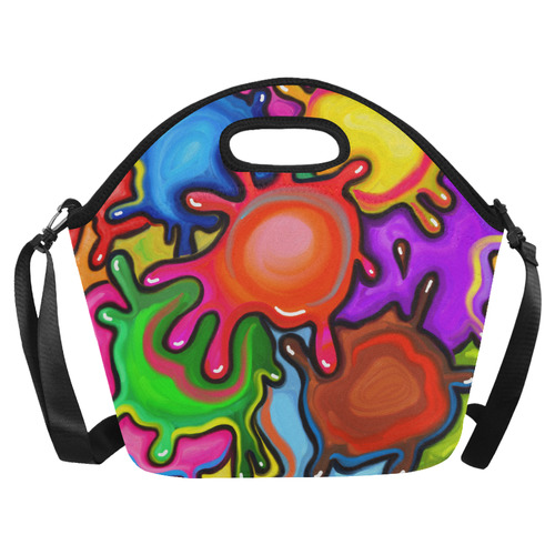 Vibrant Abstract Paint Splats Neoprene Lunch Bag/Large (Model 1669)