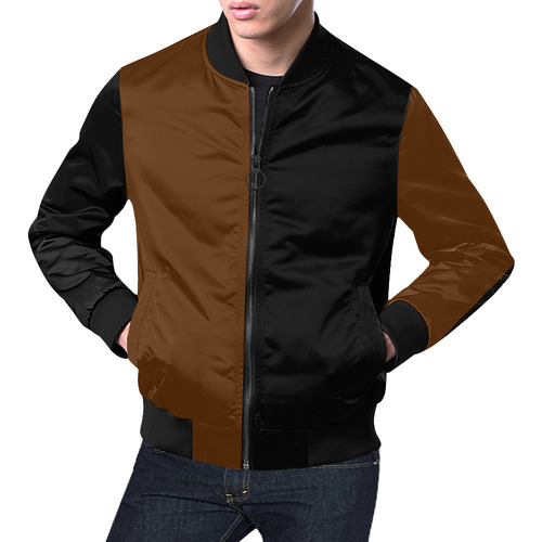 Only two Colors: Dark Brown - Black All Over Print Bomber Jacket for Men (Model H19)