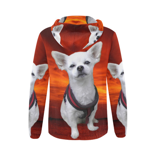 Dog Chihuahua All Over Print Full Zip Hoodie for Women (Model H14)