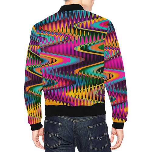 WAVES DISTORTION chevrons multicolored All Over Print Bomber Jacket for Men (Model H19)