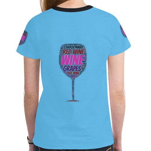 Womens T-Shirt Blue S, M, L, XL Red White Wine New All Over Print T-shirt for Women (Model T45)
