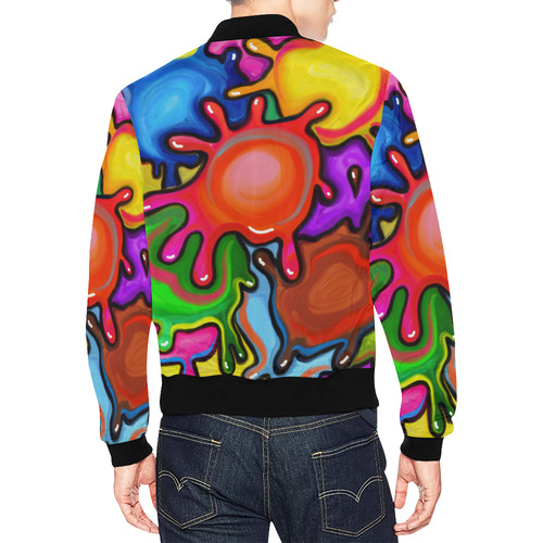 Vibrant Abstract Paint Splats All Over Print Bomber Jacket for Men (Model H19)