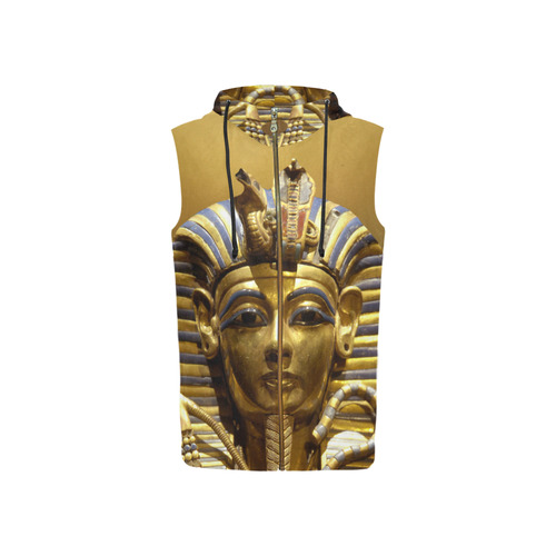 Egypt King Tut All Over Print Sleeveless Zip Up Hoodie for Women (Model H16)