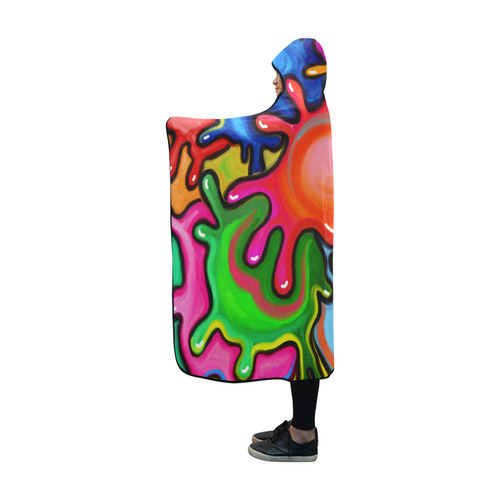 Vibrant Abstract Paint Splats Hooded Blanket 60''x50''