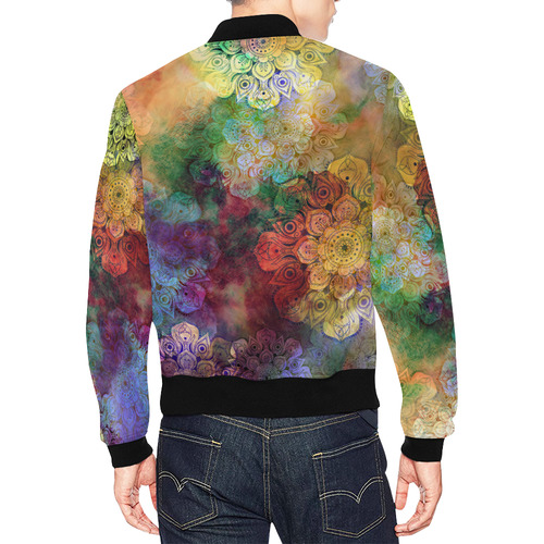 WATERCOLOR MANDALA dark grunge style pattern All Over Print Bomber Jacket for Men (Model H19)