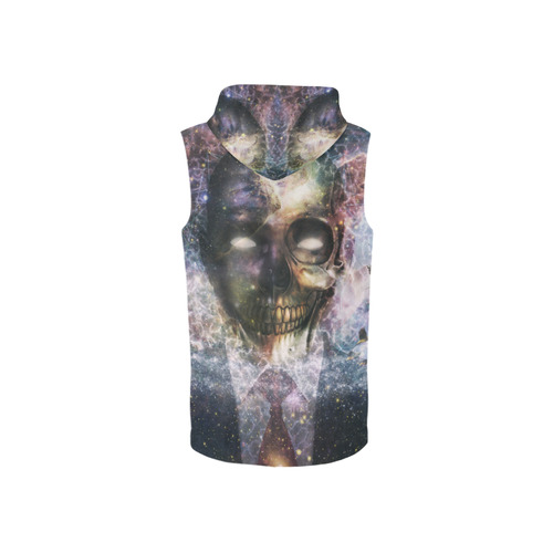 Psychedelic Skull and Galaxy All Over Print Sleeveless Zip Up Hoodie for Women (Model H16)