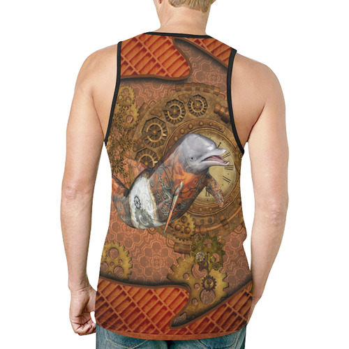 Funny steampunk dolphin, clocks and gears New All Over Print Tank Top for Men (Model T46)