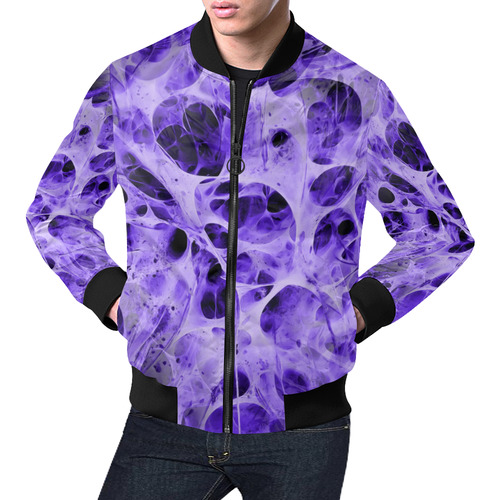 SPIDER WEB fractal - violet black All Over Print Bomber Jacket for Men (Model H19)