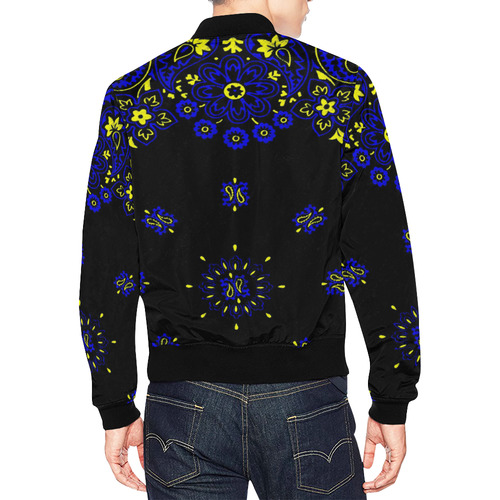 blue yellow bandana version 2 All Over Print Bomber Jacket for Men (Model H19)