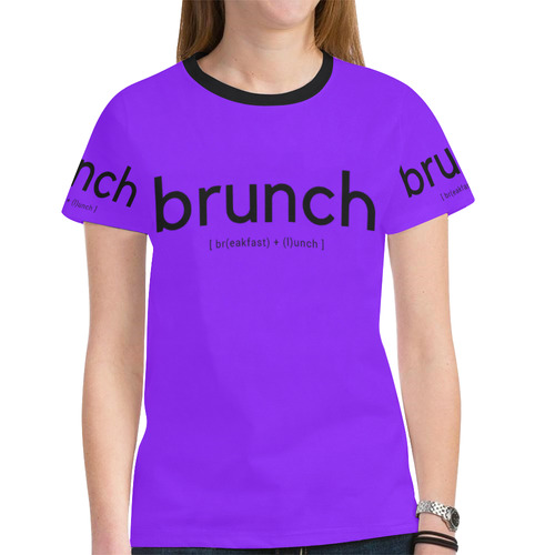 Womens T-Shirt Short Sleeve Purple S, M, L, XL Brunch Breakfast Lunch New All Over Print T-shirt for Women (Model T45)