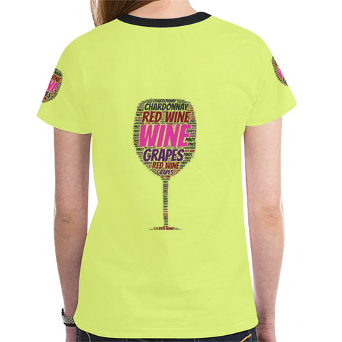 Womens T-Shirt Yellow S, M, L, XL Red White Wine New All Over Print T-shirt for Women (Model T45)