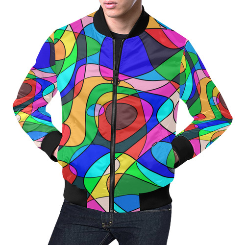 SQUIGGLY LOOPS - multicolored All Over Print Bomber Jacket for Men (Model H19)