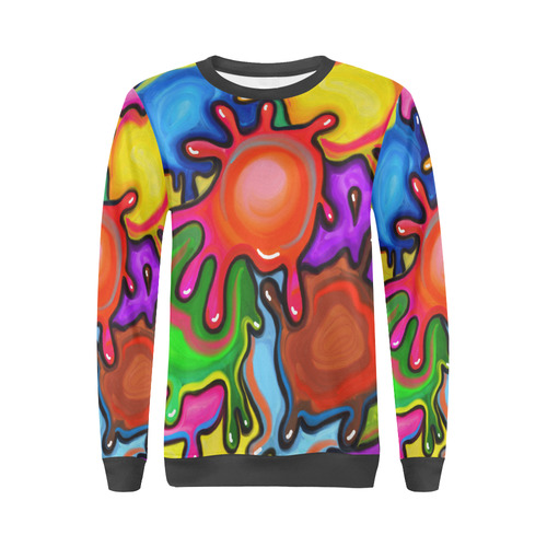 Vibrant Abstract Paint Splats All Over Print Crewneck Sweatshirt for Women (Model H18)