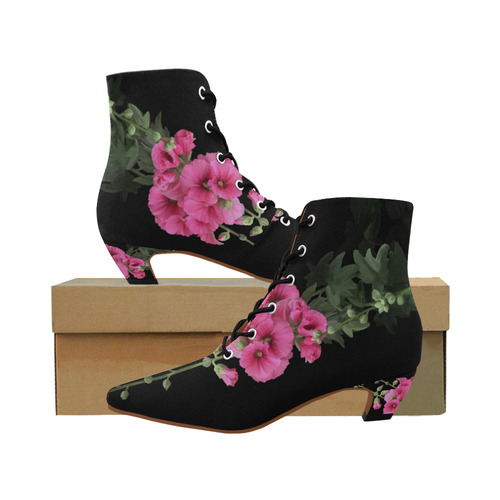 Pink Hollyhocks, floral watercolor