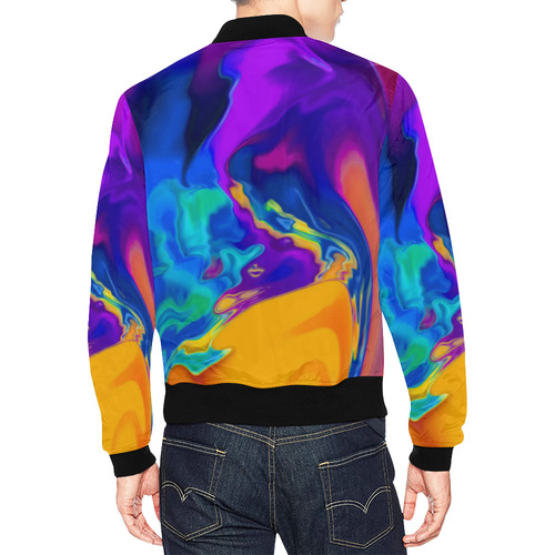 The PERFECT WAVE abstract multicolored All Over Print Bomber Jacket for Men (Model H19)