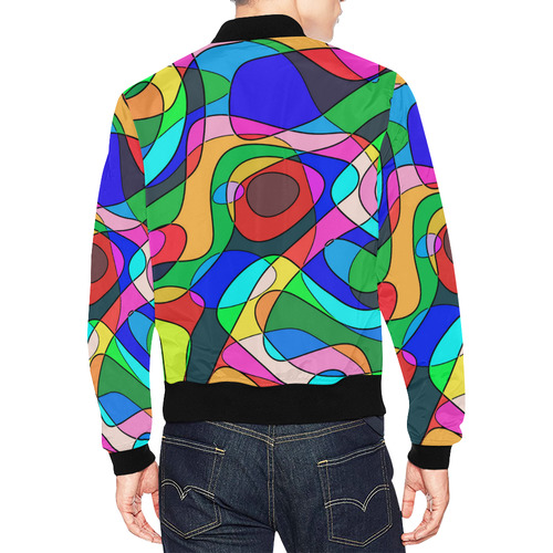 SQUIGGLY LOOPS - multicolored All Over Print Bomber Jacket for Men (Model H19)