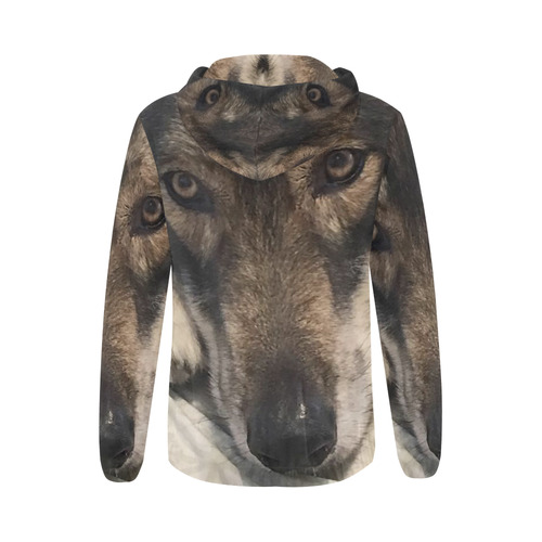 Dog German Shepherd All Over Print Full Zip Hoodie for Women (Model H14)