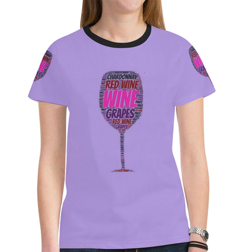 Womens T-Shirt Purple X, M, L, XL Red White Wine New All Over Print T-shirt for Women (Model T45)