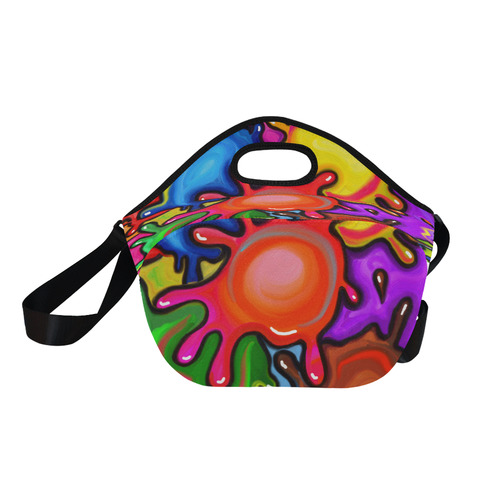 Vibrant Abstract Paint Splats Neoprene Lunch Bag/Large (Model 1669)