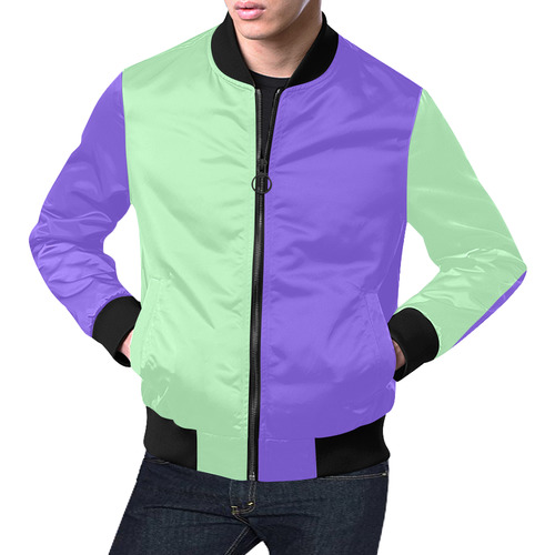 Only two Colors: Light Violet Mint All Over Print Bomber Jacket for Men (Model H19)