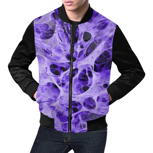 SPIDER WEB fractal - violet black All Over Print Bomber Jacket for Men (Model H19)