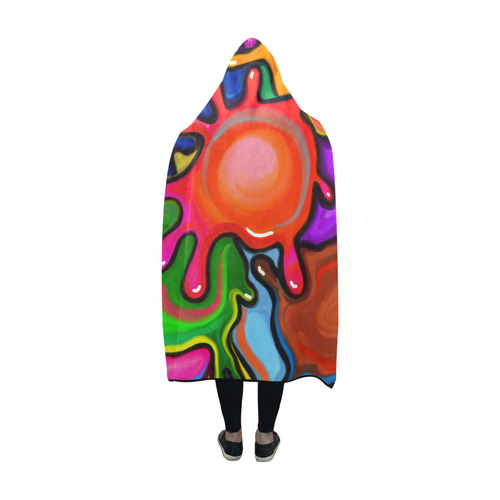 Vibrant Abstract Paint Splats Hooded Blanket 60''x50''