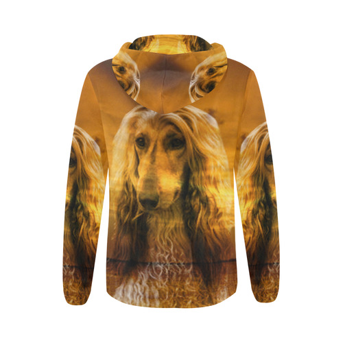 Dog Afghan Hound All Over Print Full Zip Hoodie for Women (Model H14)