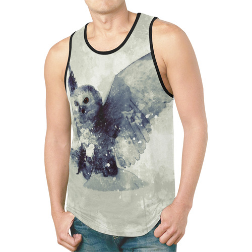 Wonderful owl, watercolor New All Over Print Tank Top for Men (Model T46)
