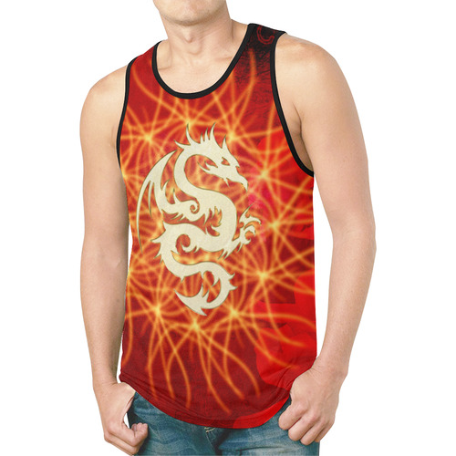 Awesome chinese dragon, gold New All Over Print Tank Top for Men (Model T46)