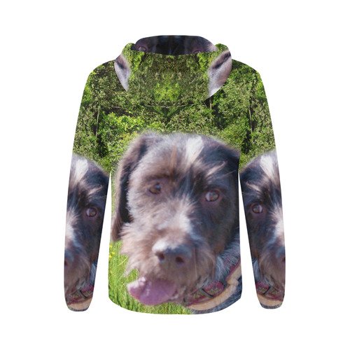 Dog Wirehaired Pointing Griffon All Over Print Full Zip Hoodie for Women (Model H14)