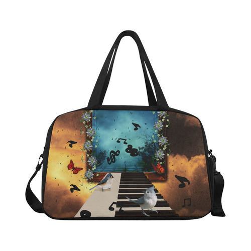 Music, birds on a piano Fitness Handbag (Model 1671)