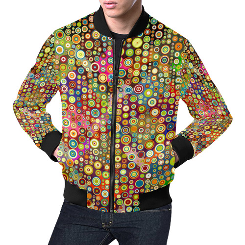 Multicolored RETRO POLKA DOTS pattern All Over Print Bomber Jacket for Men (Model H19)