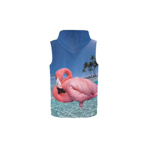 Flamingo and Palms All Over Print Sleeveless Zip Up Hoodie for Kid (Model H16)